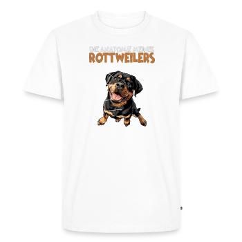 Drôle Rottweiler Chien Propriétaire T Rottweiler Dog Walk - T-shirt Premium bio Homme - blanc - Devant - Nico (187cm)