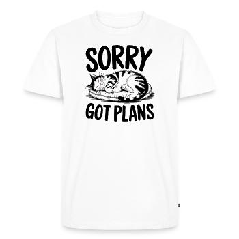 Désolé, j’ai des plans - T-shirt Premium bio Homme - blanc - Devant - Nico (187cm)