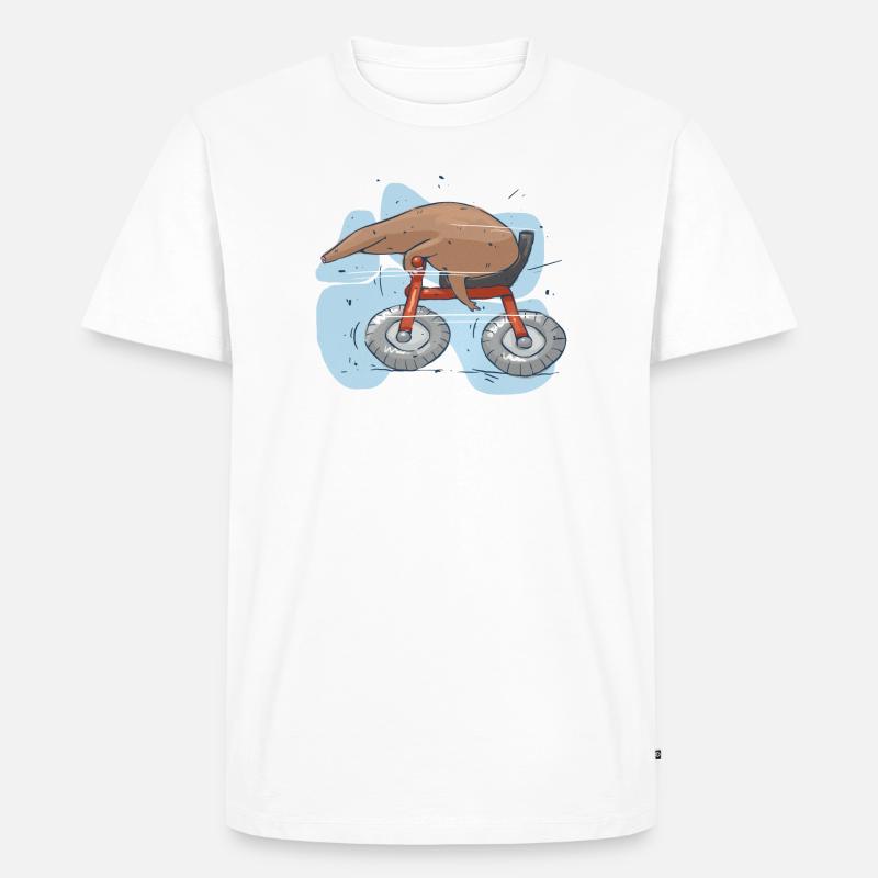 Mole auf dem Rad - Männer Premium Bio T-Shirt - Weiß