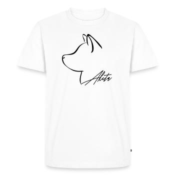 AKITA Profile E WILSIGNS - Men's Premium Organic T-Shirt - white - Front - Nico (187cm)