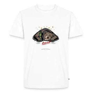 SLEEPING BEAR WITH BEER, SLEEPING SHIRT FOR MEN - Men's Premium Organic T-Shirt - white - Front - Nico (187cm)
