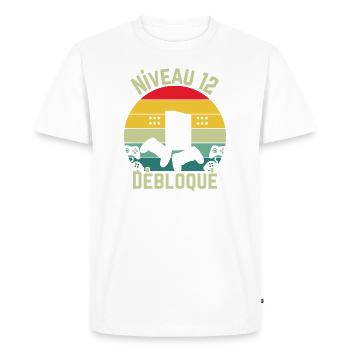 Niveau 12 Débloqué - T-shirt Premium bio Homme - blanc - Devant - Nico (187cm)