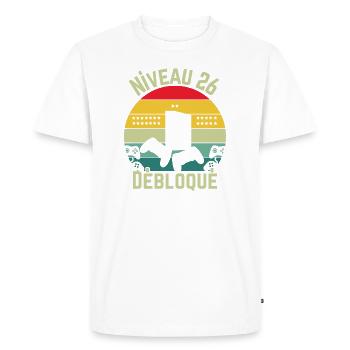 Level 26 Unlocked - Men's Premium Organic T-Shirt - white - Front - Nico (187cm)