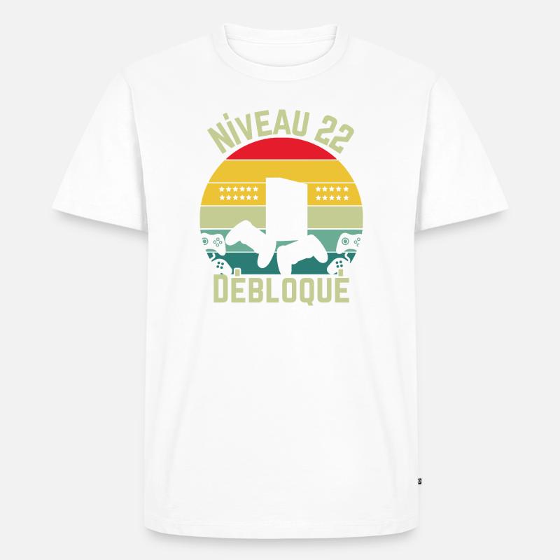 Level 22 freigeschaltet - Männer Premium Bio T-Shirt - Weiß