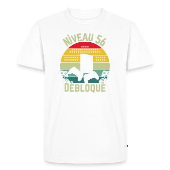 Level 56 Unlocked - Men's Premium Organic T-Shirt - white - Front - Nico (187cm)