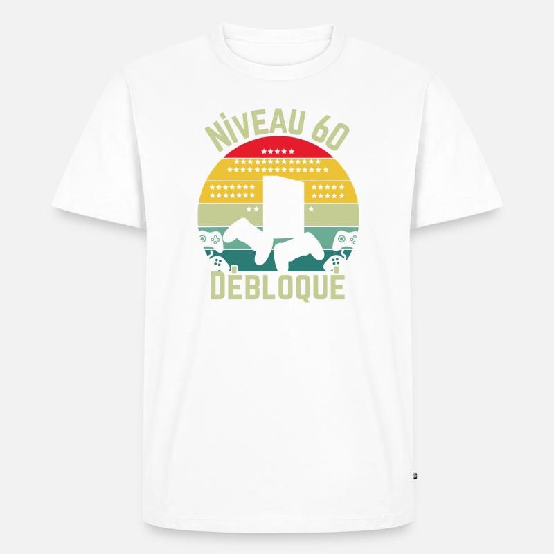 Level 60 freigeschaltet - Männer Premium Bio T-Shirt - Weiß