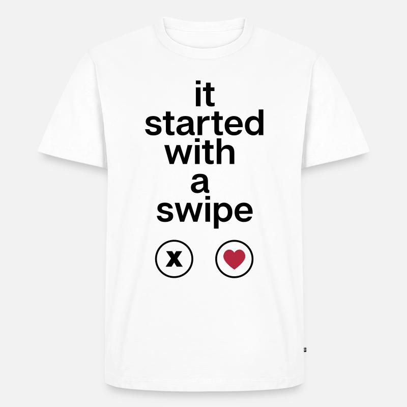 it started with a swipe - Männer Premium Bio T-Shirt - Weiß