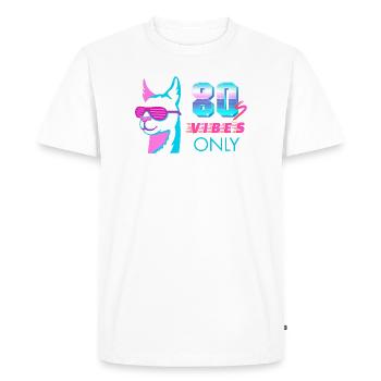 80s Vibes Only Llama Alpaga Eighties Style - T-shirt Premium bio Homme - blanc - Devant - Nico (187cm)