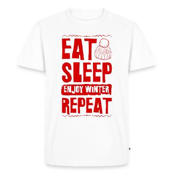 Mangez dormir profitez de la répétition hivernale - T-shirt Premium bio Homme - blanc - Devant - Nico (187cm)