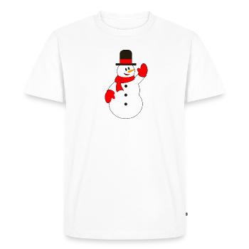 Snowman with hat waving - Men's Premium Organic T-Shirt - white - Front - Nico (187cm)