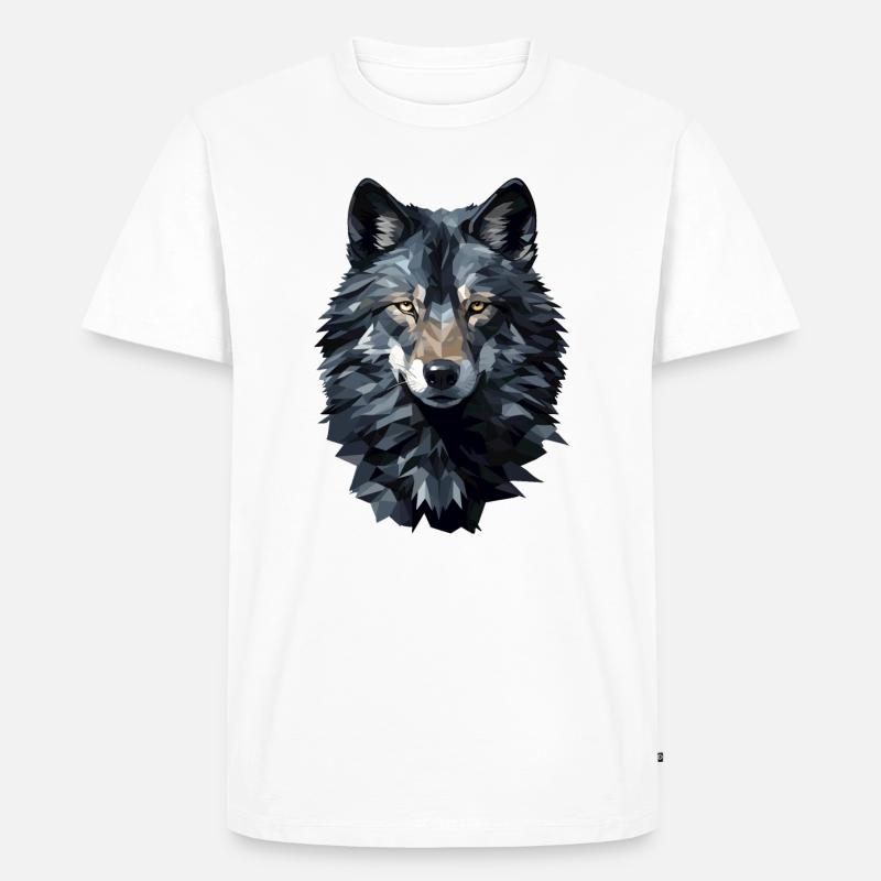 Wolf im Polygon Style - Männer Premium Bio T-Shirt - Weiß