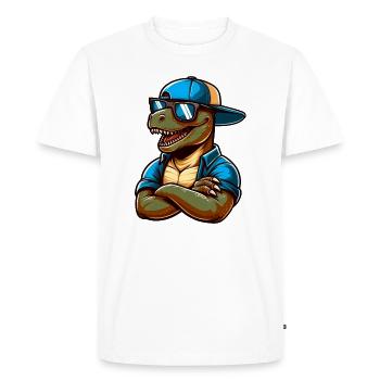 Cool dino T-Rex with sunglasses funny - Men's Premium Organic T-Shirt - white - Front - Nico (187cm)