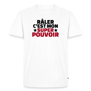 cadeau papa /maman - Râler c'est mon super pouvoir - T-shirt Premium bio Homme - blanc - Devant - Nico (187cm)
