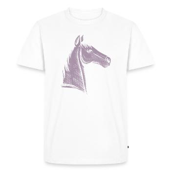 Silhouette minimaliste de portrait de cheval - T-shirt Premium bio Homme - blanc - Devant - Nico (187cm)