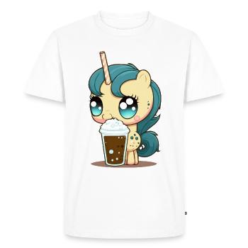 Unicorn drinks bubble tea kawaii anime - Men's Premium Organic T-Shirt - white - Front - Nico (187cm)