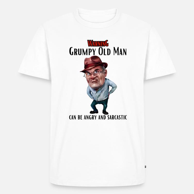 Warning Grumpy Old Man - Männer Premium Bio T-Shirt - Weiß