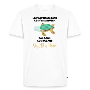 Platique Pas Dans Les Océans - Protége nos Océans - T-shirt Premium bio Homme - blanc - Devant - Nico (187cm)