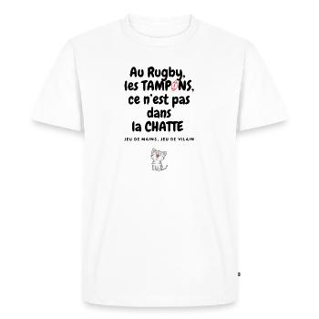 Rugby Tampons Chatte - T-shirt Premium bio Homme - blanc - Devant - Nico (187cm)