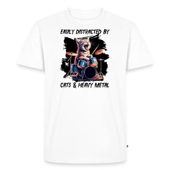 Cat Heavy Metal Music Humor Funny Gift Idea - Men's Premium Organic T-Shirt - white - Front - Nico (187cm)