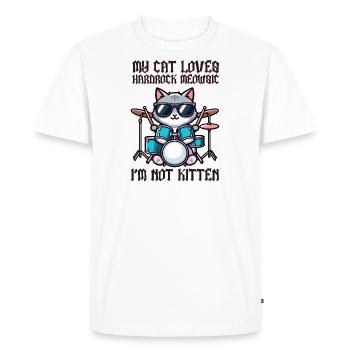 Chat Rock Musique Humour Drôle Idée Cadeau - T-shirt Premium bio Homme - blanc - Devant - Nico (187cm)