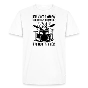 Chat Rock Musique Humour Drôle Idée Cadeau - T-shirt Premium bio Homme - blanc - Devant - Nico (187cm)