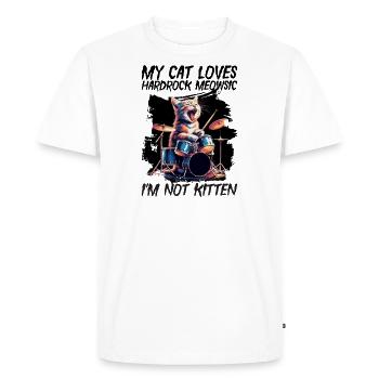 Cat Rock Music Humor Funny Gift Idea - Men's Premium Organic T-Shirt - white - Front - Nico (187cm)