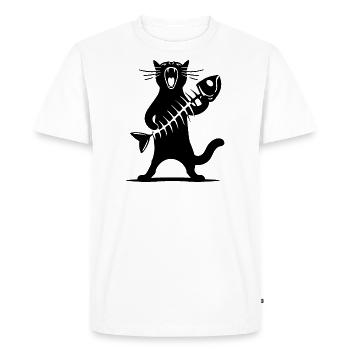 Musique Rock Chat Drôle Humour Idée Cadeau - T-shirt Premium bio Homme - blanc - Devant - Nico (187cm)