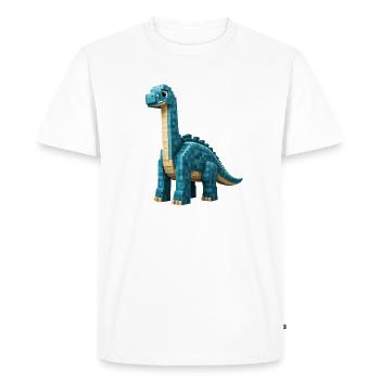 Pixel Brontosaurus - T-shirt Premium bio Homme - blanc - Devant - Nico (187cm)
