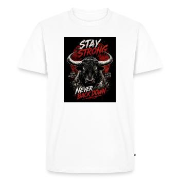Fort Taureau Reste Fort - T-shirt Premium bio Homme - blanc - Devant - Nico (187cm)