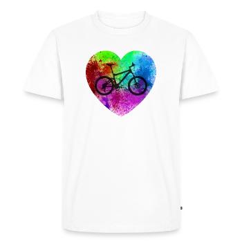 Mountain Bike - Colourful Heart - Fat Bike MTB - Men's Premium Organic T-Shirt - white - Front - Nico (187cm)