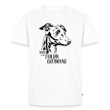 Aimé par un chien GREYHOUND italien disant Wilsigns - T-shirt Premium bio Homme - blanc - Devant - Nico (187cm)