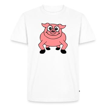 Mignon bande dessinée cochon peeps friendly - T-shirt Premium bio Homme - blanc - Devant - Nico (187cm)