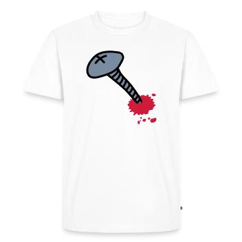 wunde_3c - Men's Premium Organic T-Shirt - white - Front - Nico (187cm)