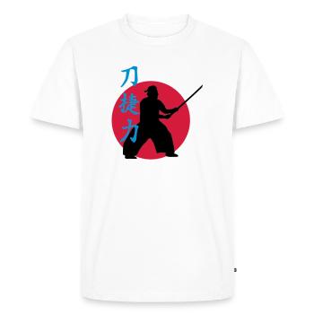 samurai_strength_victory_sword_3c - Men's Premium Organic T-Shirt - white - Front - Nico (187cm)