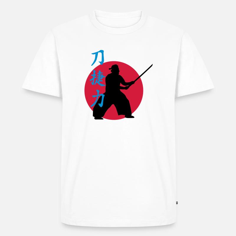 samurai_strength_victory_sword_3c - Männer Premium Bio T-Shirt - Weiß