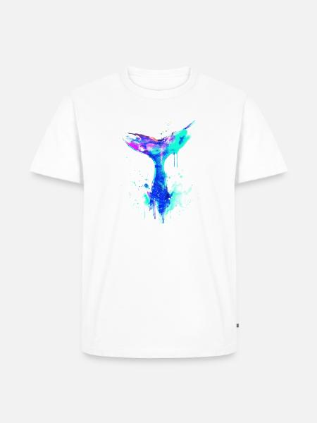 hvalfinne, finne, hval, hval, graffiti - Herre Premium økologisk T-shirt - hvid