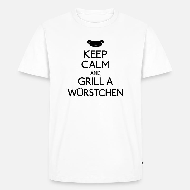 Keep Calm Bratwurst - Männer Premium Bio T-Shirt - Weiß