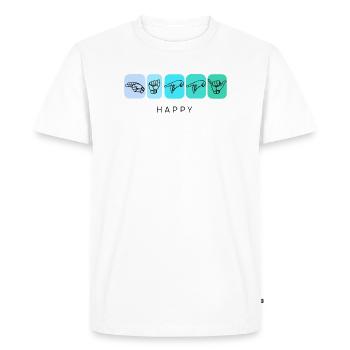 happy - DGS Streetwear - Männer Premium Bio T-Shirt - Weiß - Vorne - Nico (187cm)