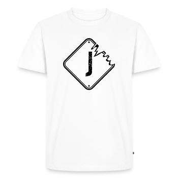 J avertissement danger signe gratter vieux panneau - T-shirt Premium bio Homme - blanc - Devant - Nico (187cm)