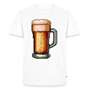 Chope à bière bière pixel - T-shirt Premium bio Homme - blanc - Devant - Nico (187cm)