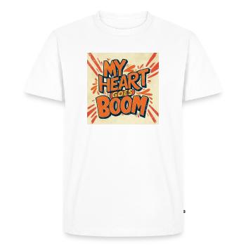 Mon cœur s’emballe avec le lettrage - T-shirt Premium bio Homme - blanc - Devant - Nico (187cm)