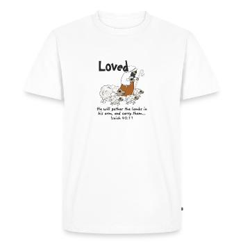Christian Design Loved Sheep with the Good - Men's Premium Organic T-Shirt - white - Front - Nico (187cm)