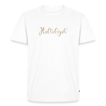 Christian Design Hallelujah - Men's Premium Organic T-Shirt - white - Front - Nico (187cm)