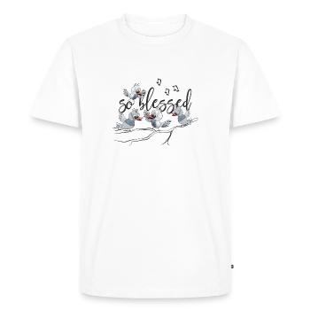 Le design chrétien si béni, avec des oiseaux qui chantent - T-shirt Premium bio Homme - blanc - Devant - Nico (187cm)