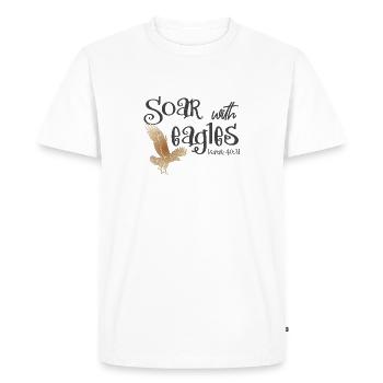 Christian Design Soar with Eagles and Gold - Men's Premium Organic T-Shirt - white - Front - Nico (187cm)