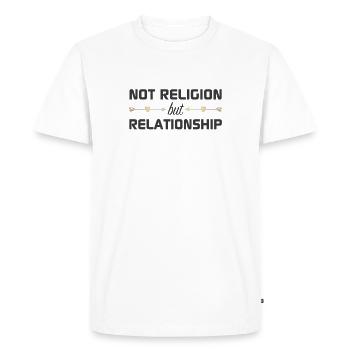Christian Design Not Religion but Relationship - Men's Premium Organic T-Shirt - white - Front - Nico (187cm)
