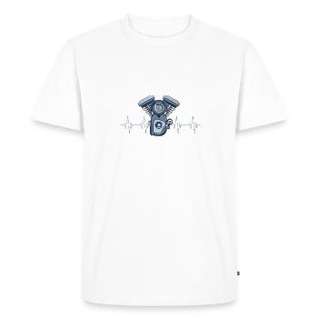 Engine Block Heart Auto PS Funny Gift - Men's Premium Organic T-Shirt - white - Front - Nico (187cm)