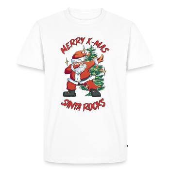 Le Père Noël bascule la police rouge - T-shirt Premium bio Homme - blanc - Devant - Nico (187cm)