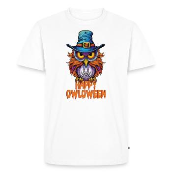 Owl Owl Funny Happy Owloween Owl Lover - Men's Premium Organic T-Shirt - white - Front - Nico (187cm)