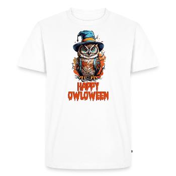Owl Owl Funny Happy Owloween Owl Lover - Men's Premium Organic T-Shirt - white - Front - Nico (187cm)